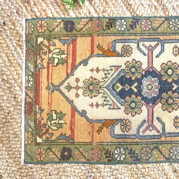 Vintage Handmade Boho Turkish Mini 2x3 Rug Sage - Picture 2 of 4